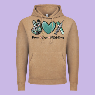 Peace Love Phlebotomy Vintage Hoodie Designed By Maliassmallbusiness