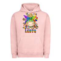 Pigment Salmon LGBTQ+ Messy Bun With Snacks Urban Hoodie - BundleAndBundleShop