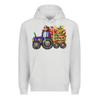 Dove Grey mardi gras tractor Premium Hoodie - CowGirlArtShop