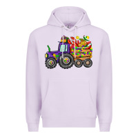 Lilac mardi gras tractor Premium Hoodie - CowGirlArtShop