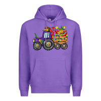 Purple mardi gras tractor Premium Hoodie - CowGirlArtShop