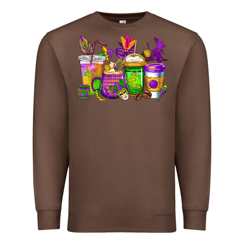Mardi Gras Coffee Cups Cowgirl Premium Sweatshirt by CowGirlArtShop | Teevron