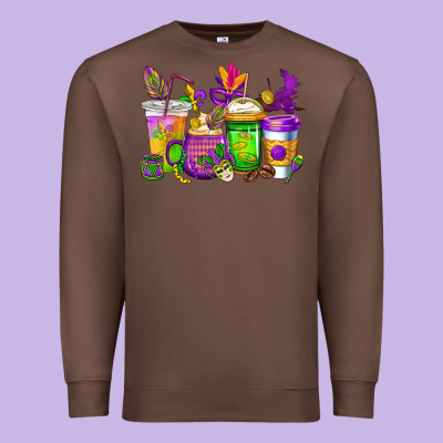 Mardi Gras Coffee Cups Cowgirl Premium Sweatshirt Designed By Cowgirlartshop