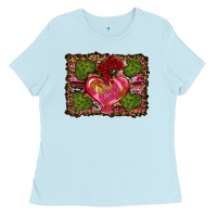 Baby Blue Western Background Valentine's Day Ladies Tee - RanaPortraitStore