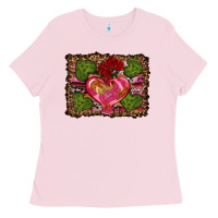 Bubblegum Pink Western Background Valentine's Day Ladies Tee - RanaPortraitStore