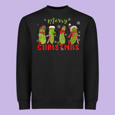 Pickle Merry Christmas Heavyweight Sweatshirt Designed By Maliassmallbusiness
