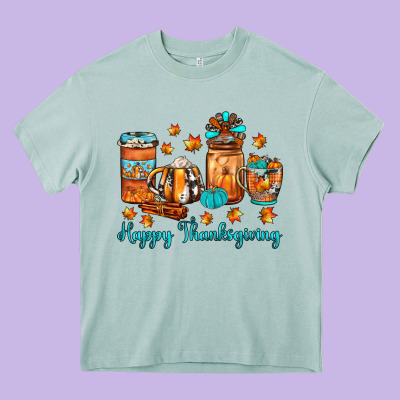 Happy Thanksgiving Coffee Heavy Core Tee Designed By Jahusdesignshop