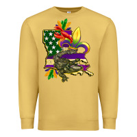 Antique Gold louisiana map american flag mardi gras Premium Sweatshirt - CowGirlArtShop