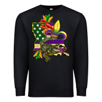 Black louisiana map american flag mardi gras Premium Sweatshirt - CowGirlArtShop