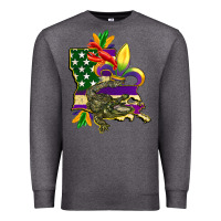 Charcoal Heather louisiana map american flag mardi gras Premium Sweatshirt - CowGirlArtShop