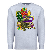 Heather Grey louisiana map american flag mardi gras Premium Sweatshirt - CowGirlArtShop