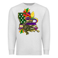 Oatmeal Heather louisiana map american flag mardi gras Premium Sweatshirt - CowGirlArtShop
