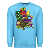 Louisiana Map American Flag Mardi Gras Premium Sweatshirt | Teevron