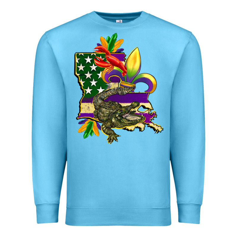 Louisiana Map American Flag Mardi Gras Premium Sweatshirt by CowGirlArtShop | Teevron