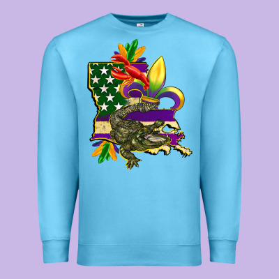 Louisiana Map American Flag Mardi Gras Premium Sweatshirt Designed By Cowgirlartshop