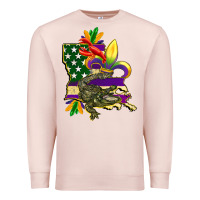 Pale Pink louisiana map american flag mardi gras Premium Sweatshirt - CowGirlArtShop