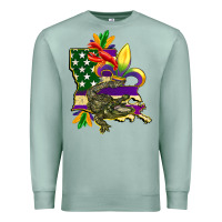 Seafoam louisiana map american flag mardi gras Premium Sweatshirt - CowGirlArtShop