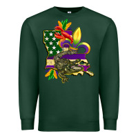 Sports Green louisiana map american flag mardi gras Premium Sweatshirt - CowGirlArtShop