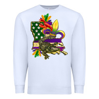 White louisiana map american flag mardi gras Premium Sweatshirt - CowGirlArtShop