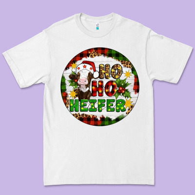 Christmas Ho Ho Heifer Premium Tee Designed By Artiststas