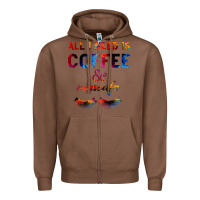 Chestnut All I Need Is Coffee And Mascara Zipper Hoodie - Bettercallsaul