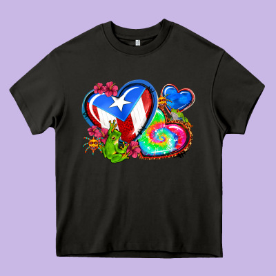Western Leopard Puerto Rico   Hearts Heavy Core Tee Designed By Adodesignshop