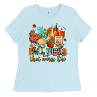 Baby Blue fall vibes and that nurse life Ladies Tee - AdoDesignShop
