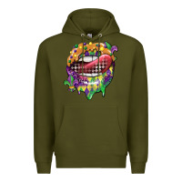 Army Green mardi gras lips Premium Hoodie - CowGirlArtShop