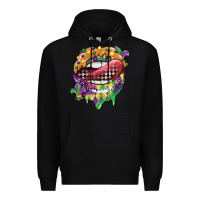 Black mardi gras lips Premium Hoodie - CowGirlArtShop