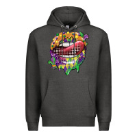 Charcoal Heather mardi gras lips Premium Hoodie - CowGirlArtShop