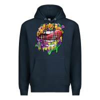 Navy mardi gras lips Premium Hoodie - CowGirlArtShop