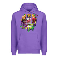 Purple mardi gras lips Premium Hoodie - CowGirlArtShop