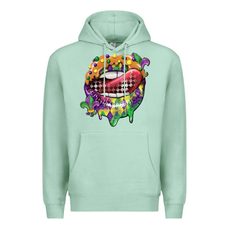 Mardi Gras Lips Premium Hoodie by CowGirlArtShop | Teevron