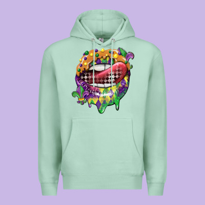 Mardi Gras Lips Premium Hoodie Designed By Cowgirlartshop