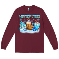 Burgundy winter vibes Long Sleeve Tee - MaliasSmallBusiness