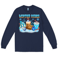 Navy winter vibes Long Sleeve Tee - MaliasSmallBusiness