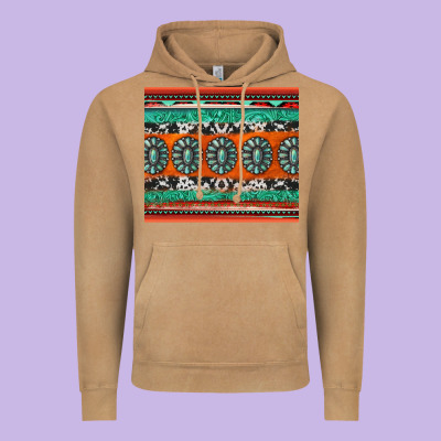 Turquoise Gemstone Western Vintage Hoodie Designed By Jasminsmagicworld