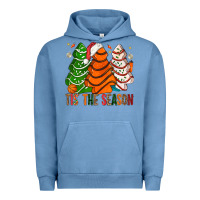 Pigment Pebble Blue Tis' The Season Basketball Christmas Cakes Urban Hoodie - BundleAndBundleShop