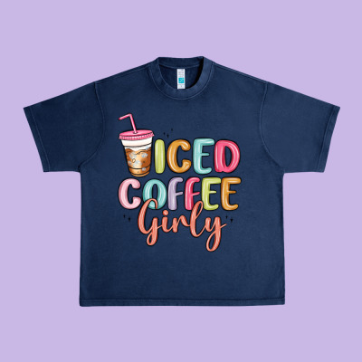 Iced Coffee Girly Urban Heavy Tee Designed By Maliassmallbusiness