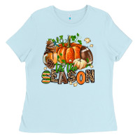 Baby Blue fall and american football tis the season Ladies Tee - AdoDesignShop