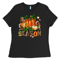 Black fall and american football tis the season Ladies Tee - AdoDesignShop