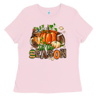 Bubblegum Pink fall and american football tis the season Ladies Tee - AdoDesignShop