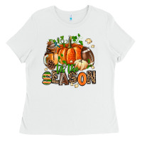 White fall and american football tis the season Ladies Tee - AdoDesignShop