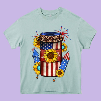 4th Of July Coffee Cup Heavy Core Tee Designed By Jahusdesignshop