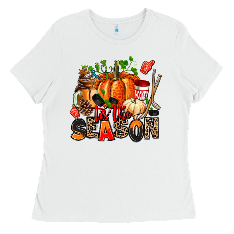 Fall And  Hockey  Tis The Season Ladies Tee by AdoDesignShop | Teevron