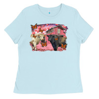 Baby Blue valentine's day barn and black angus with charolais Ladies Tee - RanaPortraitStore