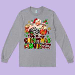 This Is My Christmas Movie Watching Blanket Long Sleeve Tee Designed By Maliassmallbusiness