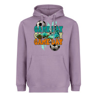 Lavender Game day lightning bolt soccer Heavyweight Hoodie - HowdyJamesFarm