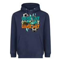 Navy Game day lightning bolt soccer Heavyweight Hoodie - HowdyJamesFarm