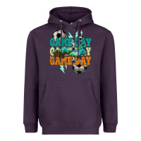 Plum Game day lightning bolt soccer Heavyweight Hoodie - HowdyJamesFarm